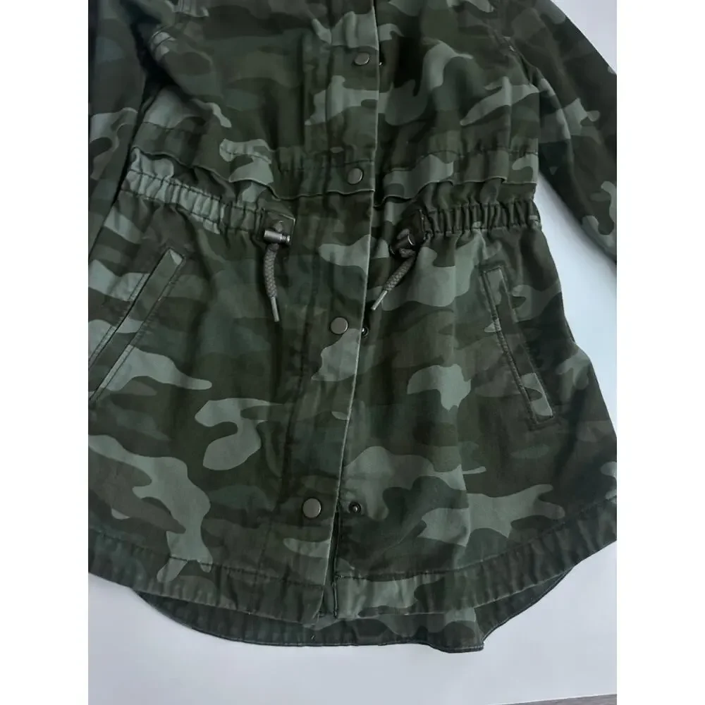Old Navy Girls Camo Hooded Trench Jacket Size Medium